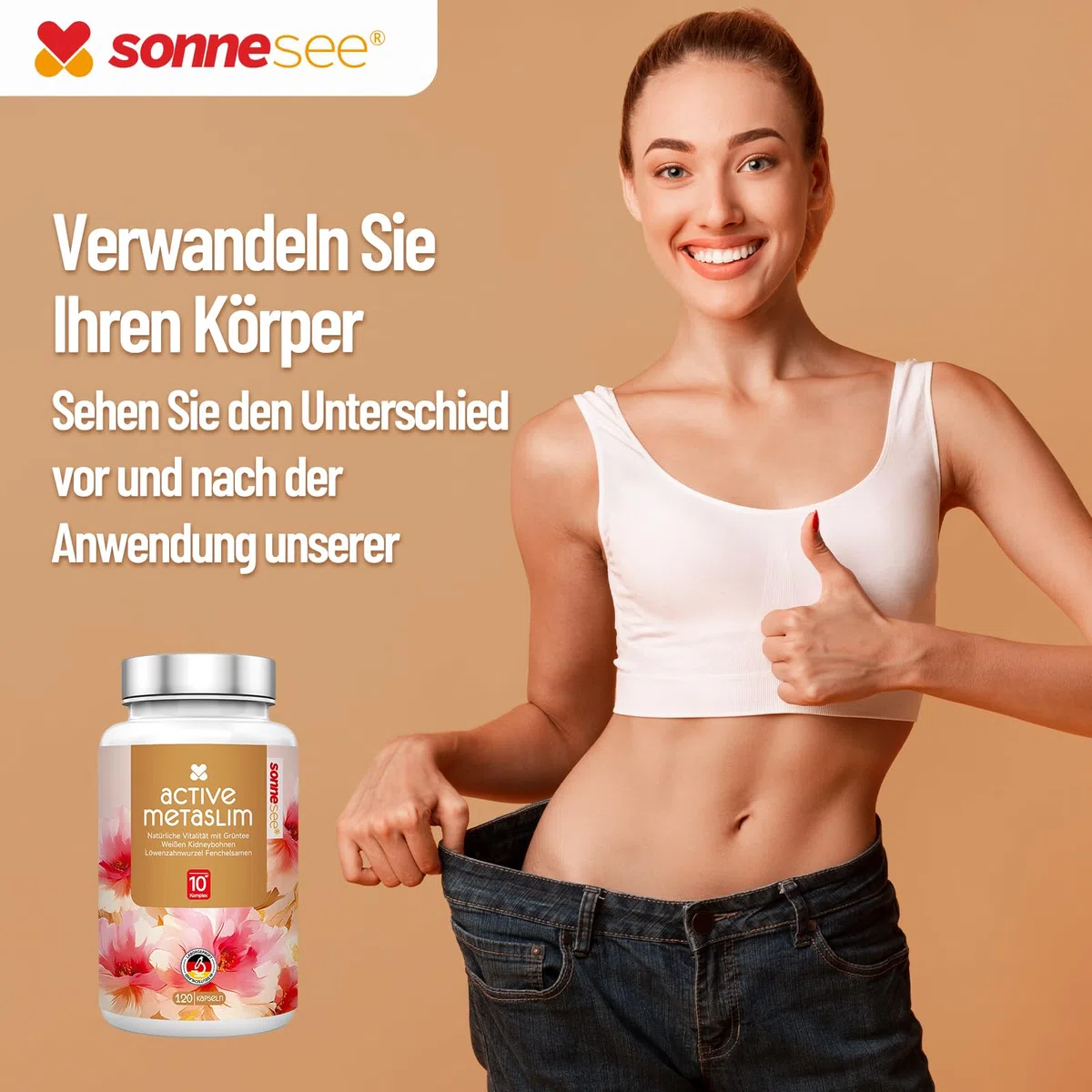 MetaSlim 10 fach Pflanzlicher Stoffwechsel-Komplex mit Grüntee L-Carnitin Kurkuma Löwenzahn & Kidneybohne Synergieformel Vegan 120 Kapseln