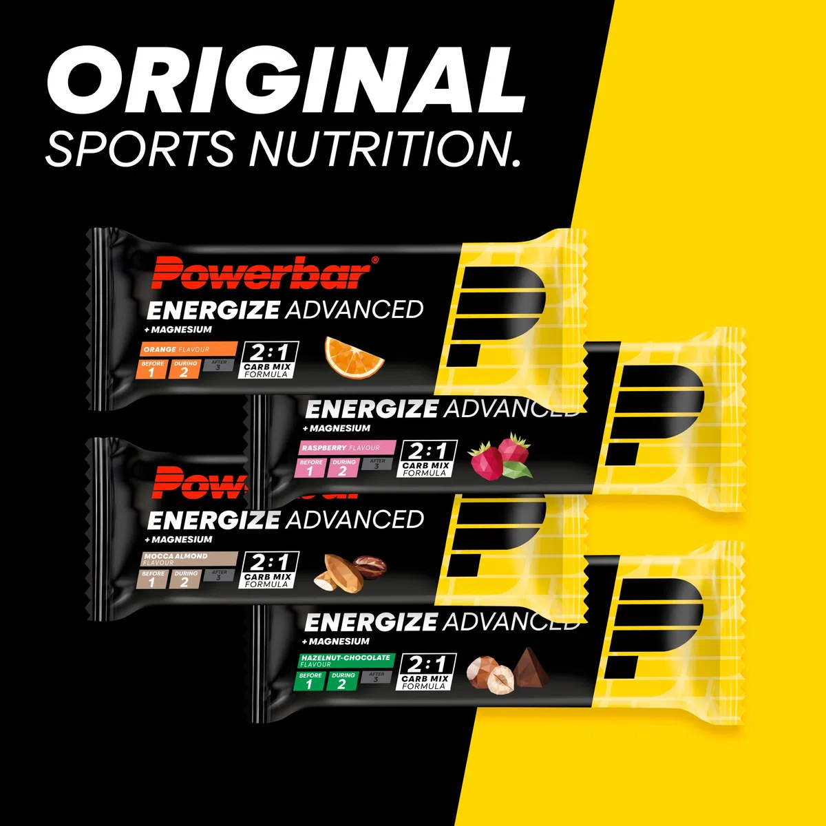 Powerbar - Energize Advanced - Himbeere - 15x55g - High Carb Energieriegel - Magnesium,Natrium
