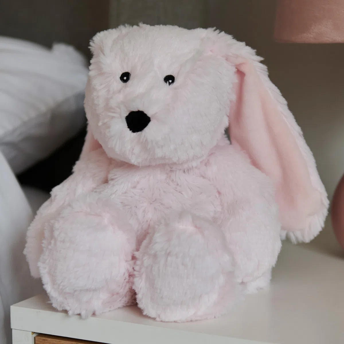 Warmies Plüsch Pinker Hase Mikrowellen-Wärmekissen, mit französischem Lavendelduft, beschwertes Plüschtier, heißes oder kaltes Spielzeug-Wärmekissen zur Entspannung und warmen Linderung