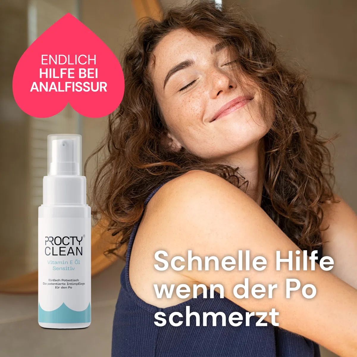 ProctyClean Vitamin-E-Öl für den Po! Alternative für Hämorrhoiden Salbe, feuchtes Toilettenpapier, Salbe für Analfissur, Po Dusche. Intimpflege Damen, Männer. Bei Hämorrhoiden, Entzündungen