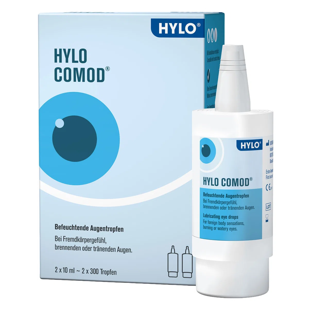 HYLO EYE CARE COMOD Augentropfen bei trockenen mit Hyaluronsäure Doppelpackung, Transparent, 20 ml