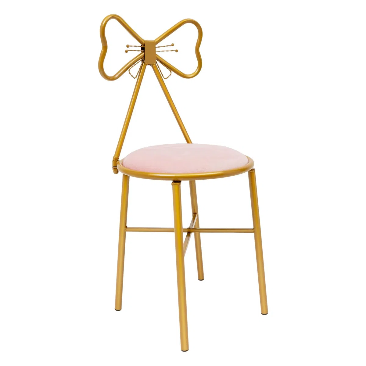 Schminktisch Stuhl, Schleifen Rückenlehne Schminkhocker, Schminkstuhl, Stabiler Make up Stuhl, Kosmetikstuhl mit Flanell und Schwamm Polsterung für Mädchen für Make-up und Mode-Räume