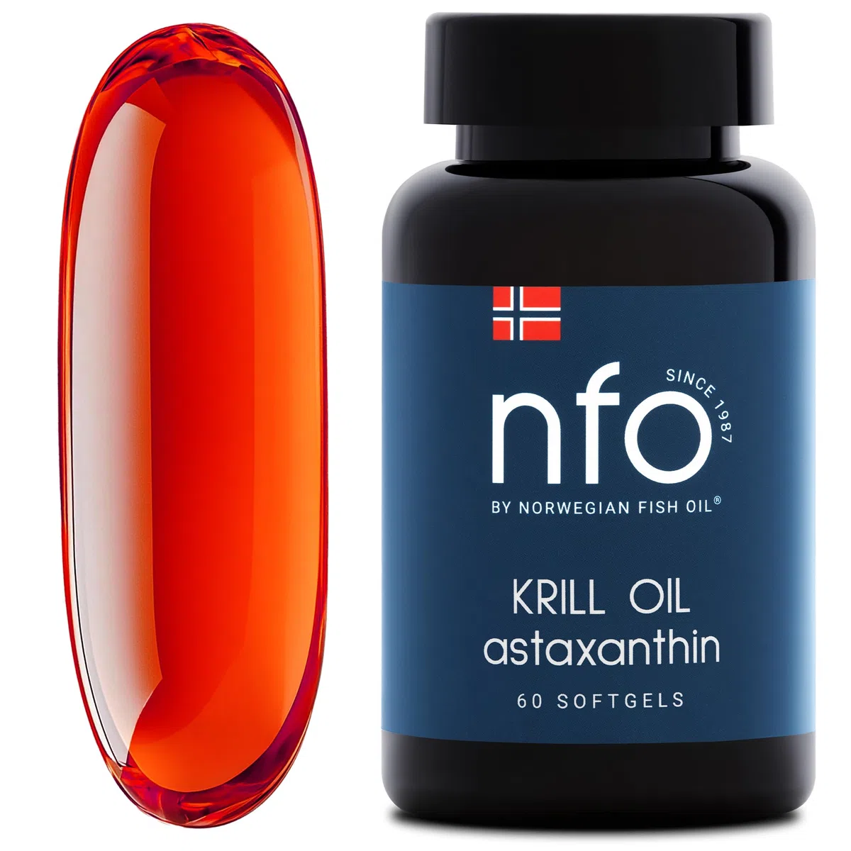 NFO Omega 3 Krill Oil – 60 Kapseln | Premium Krillöl mit Astaxanthin | Phospholipid Form mit EPA DHA | Sehr Gute Aufnahme | Norwegen Antarktis
