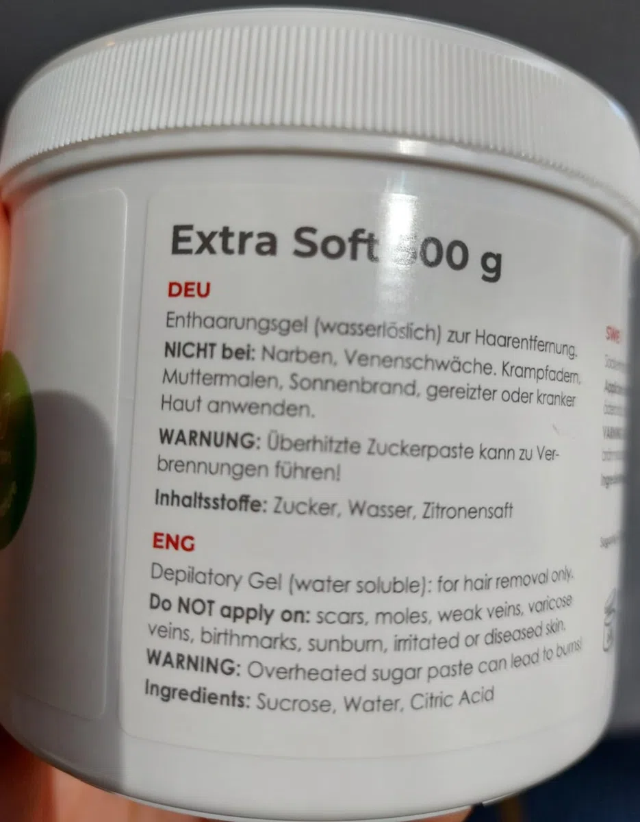 Sugaring Zuckerpaste | 100% Vegan Natur | sanfte, schmerzarme Haarentfernung | 1 Dose Zuckerwachs | seidig glatte Haut bis zu 4 Wochen | für Männer und Frauen (500g Extra Soft)
