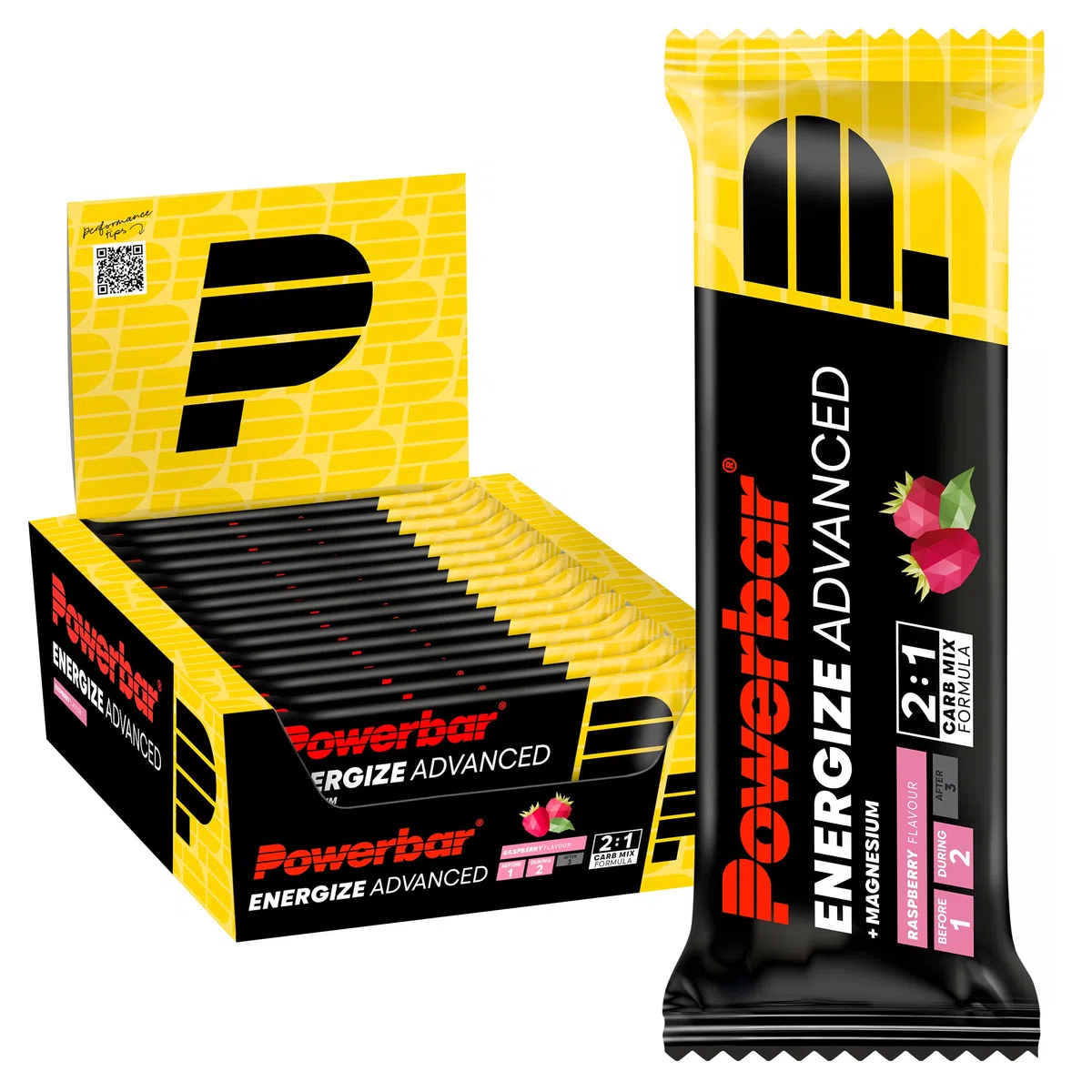 Powerbar - Energize Advanced - Himbeere - 15x55g - High Carb Energieriegel - Magnesium,Natrium