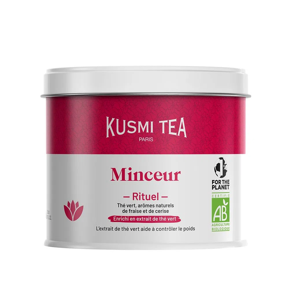 Kusmi Tea - Slim Ritual - Schlankheitstee - Angereichert mit Grüntee-Extrakt - Erleichtert die Gewichtsabnahme - Erdbeere und Kirsche - Loser Tee - 100 g Metalldose für etwa 50 Tassen