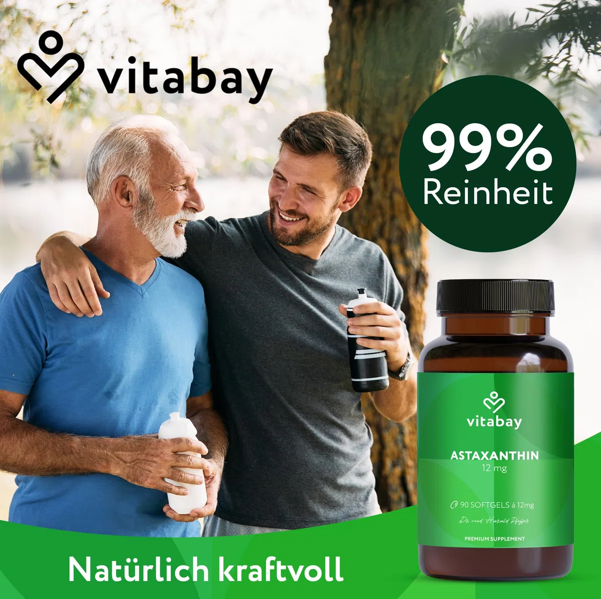 Vitabay Astaxanthin 12 mg hochdosiert – 90 vegane Softgel-Kapseln – laborgeprüft & ohne Zusatzstoffe – Premium-Rohstoff natürlich gewonnen aus Haematococcus pluvialis Algenextrakt - 6 Monate Vorrat