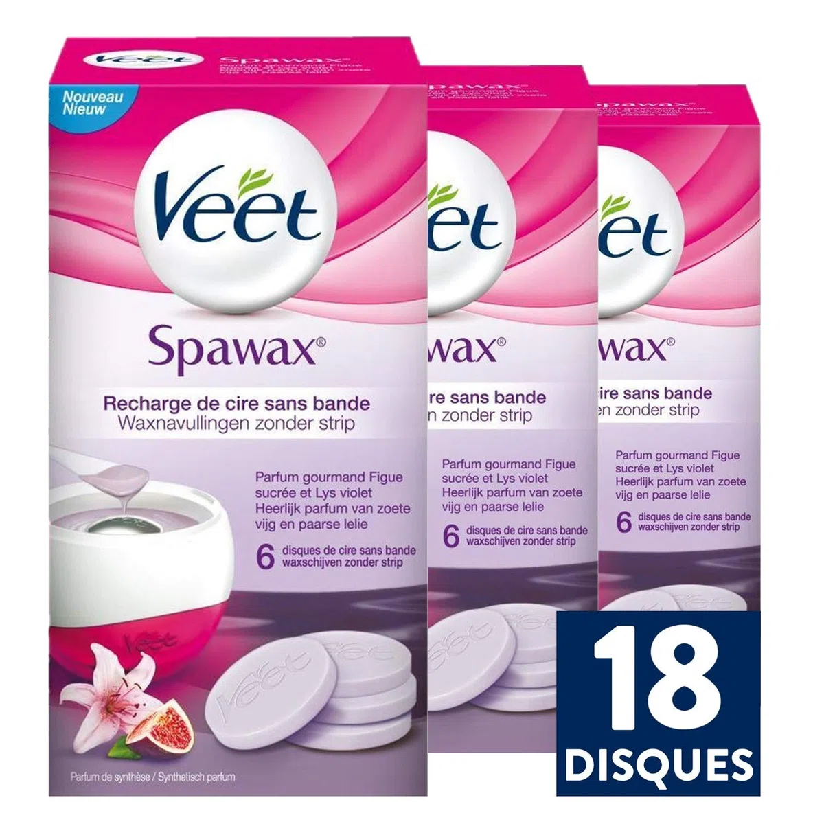 Veet Ersatzwachsscheiben 3er Pack für elektrisches Warmwachs-Set für langanhaltende Haarentfernung für seidig glatte Haut Spawax Warmwachsscheiben 3x6 Stück