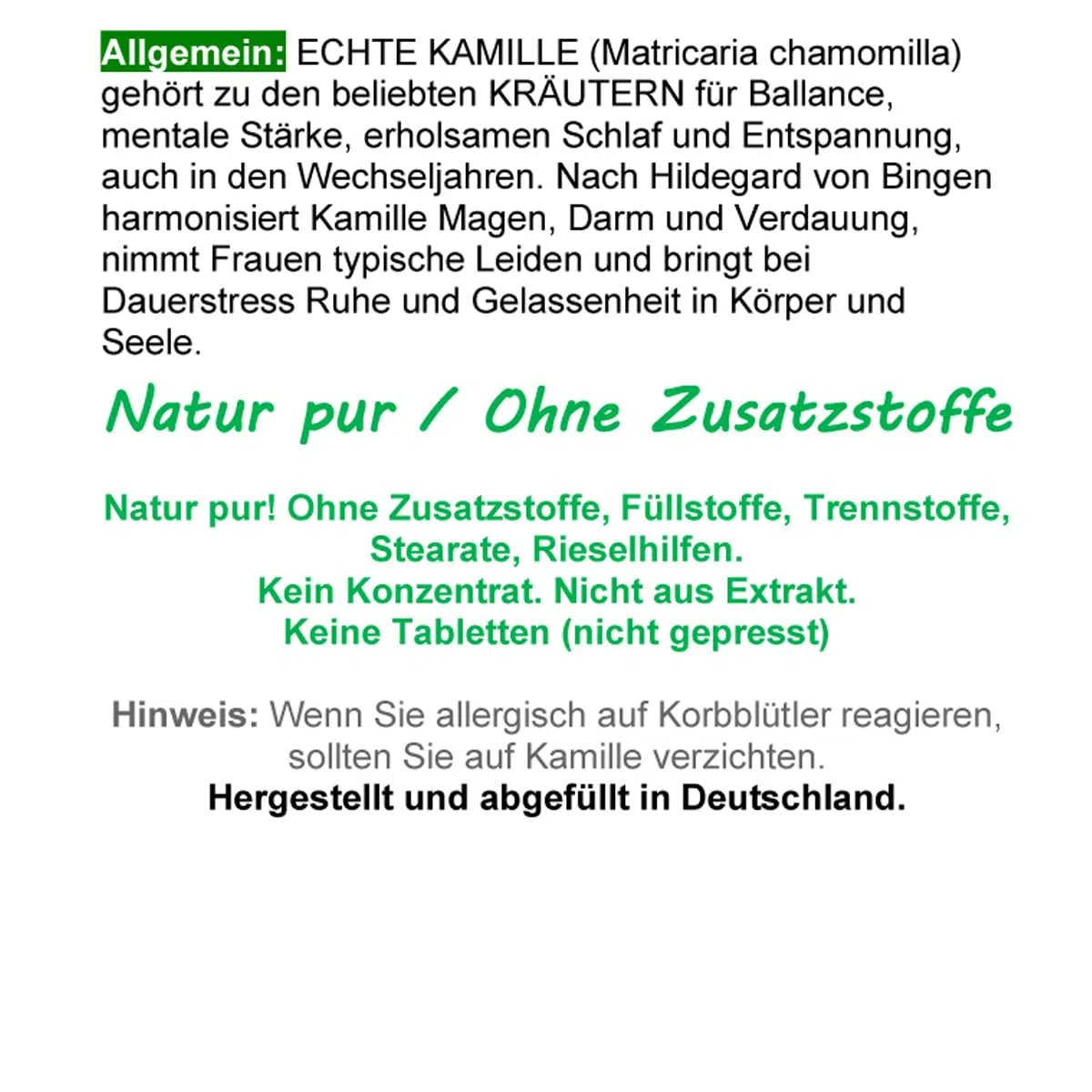 Echte KAMILLE Chamomilla Kamillenblüten 180 Kapseln - MAGEN & DARM - Adaptogen + Seelenkraut für ENTSPANNUNG. 100% NATUR PUR - OHNE ZUSATZSTOFFE. 27120-180