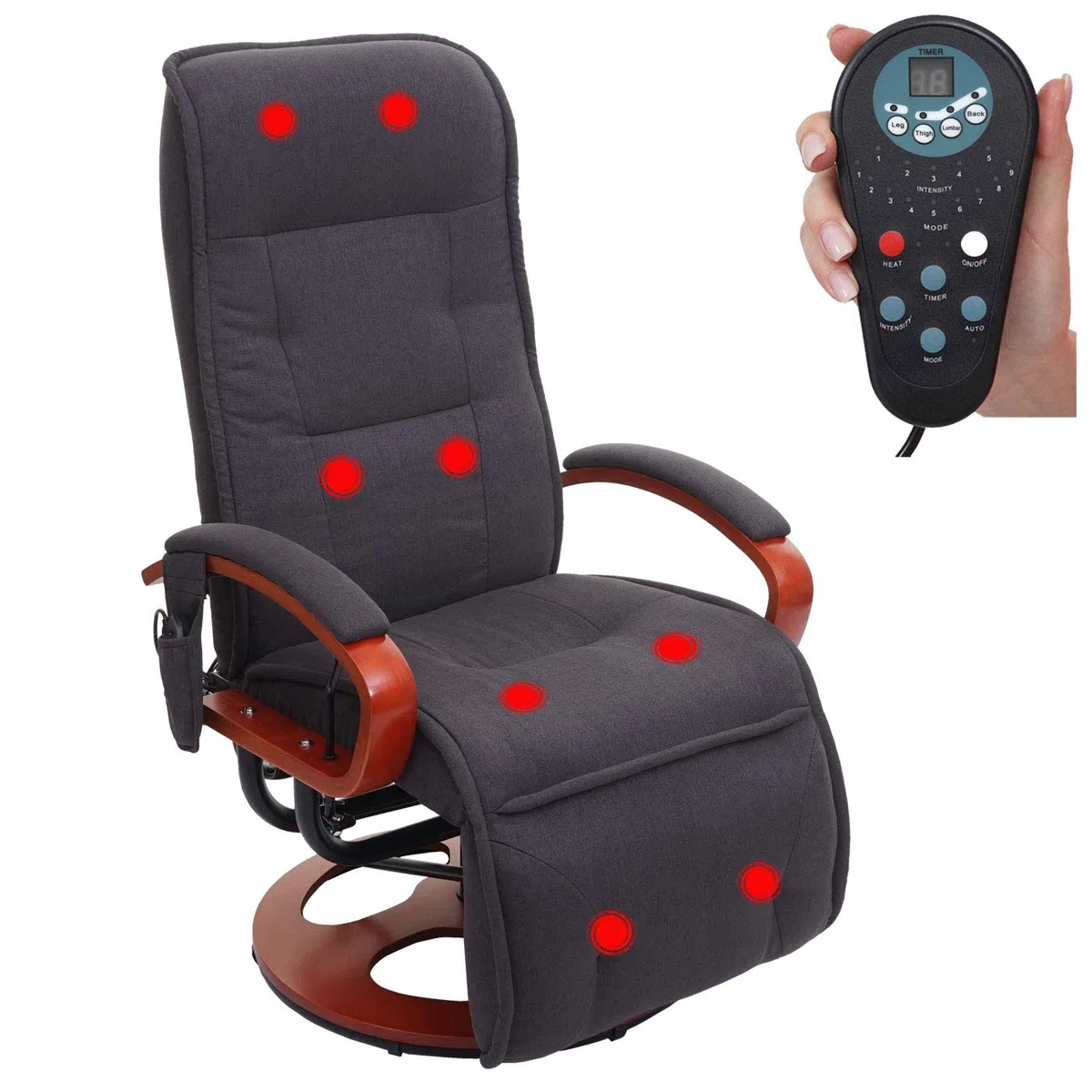 Mendler Relaxliege Arles II Massagesessel Stoff Textil dunkelgrau