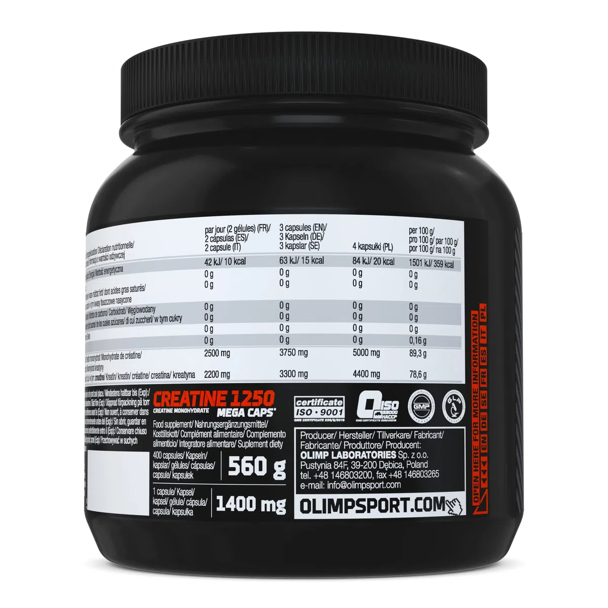 Olimp Creatine 1250 Mega Caps - 400 Kapseln