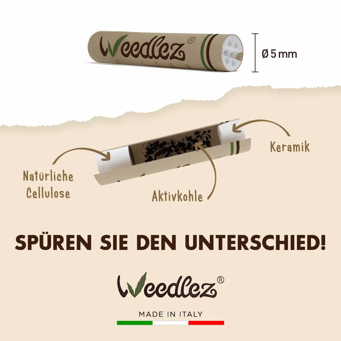 Mister Canapa, Aktivkohlefilter und natürliche Zellulose, 250 Stück, Durchmesser 5 mm