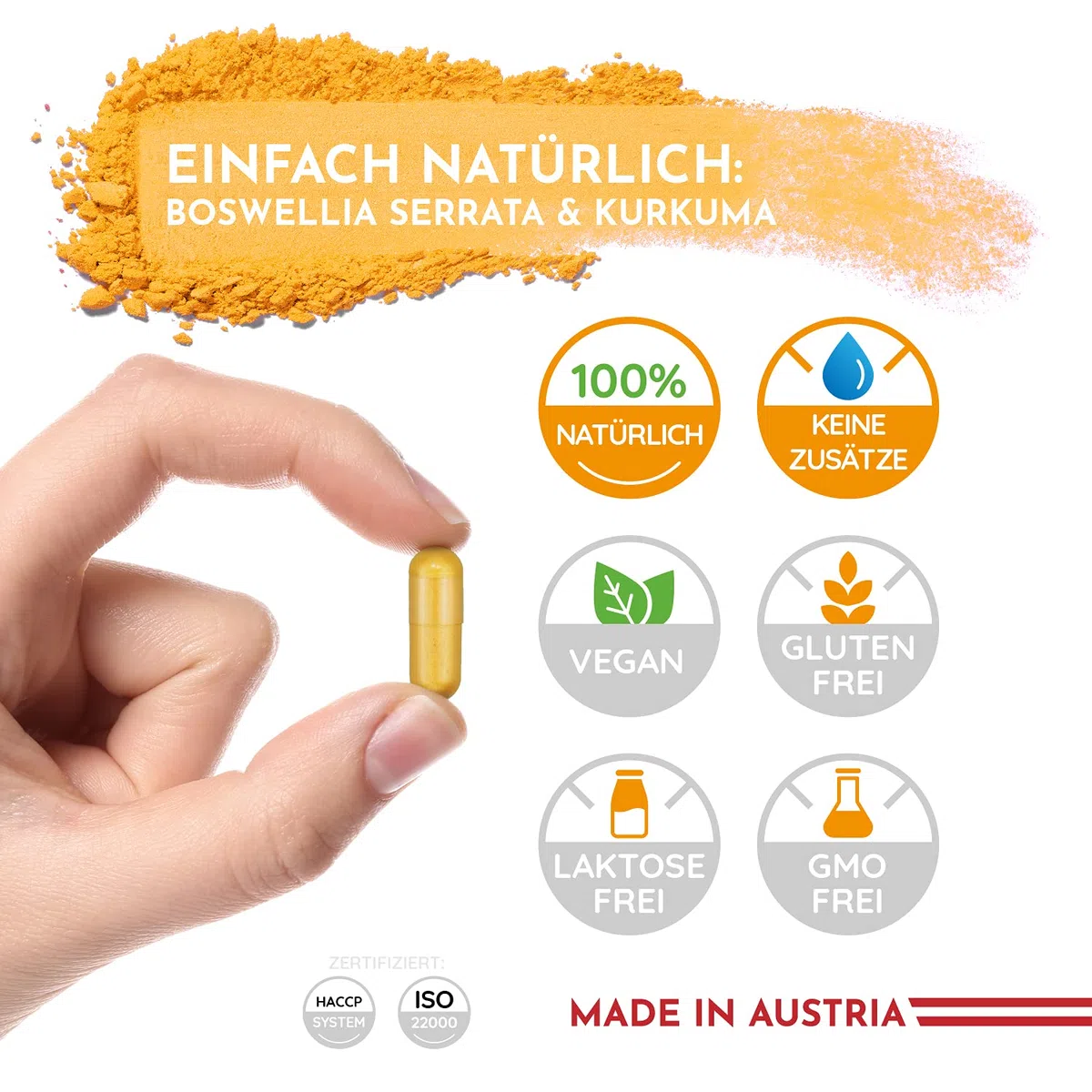 Weihrauch Kurkuma Vergleichssieger, 180 Kapseln hochdosiert Boswellia Serrata 2000mg, 85% Boswelliasäure, 500mg CURCUMA, 95% Curcuminoide Tagesdosis, ohne Zusätze oder chemische Entzündungshemmer