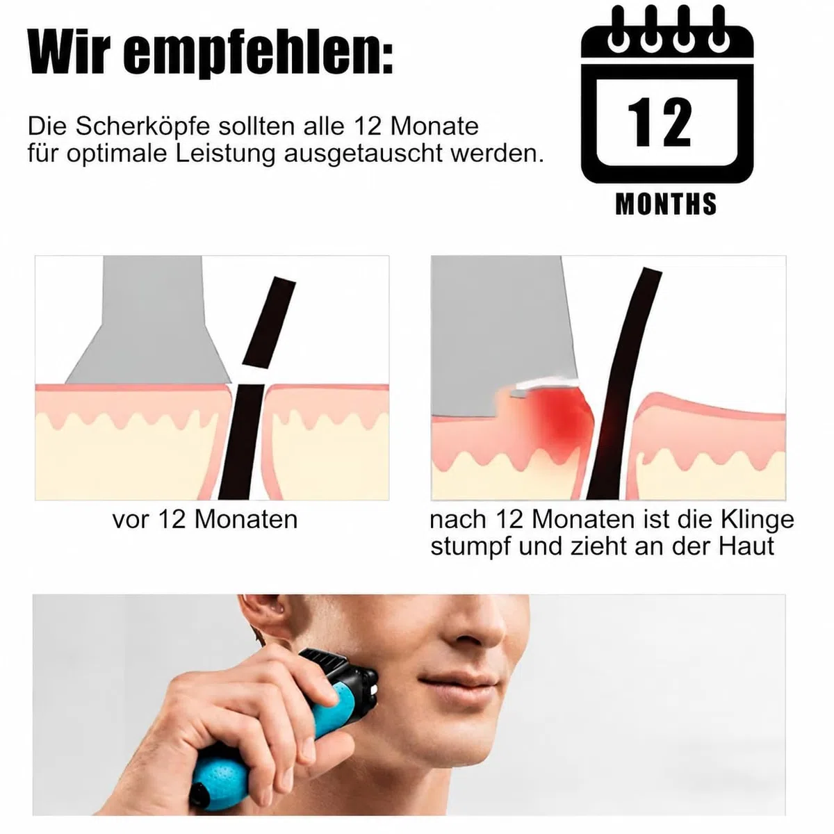 2 Stück 53B Scherkopf Kompatibel mit Braun Series 5, Scherkopf für Braun S5 S6 Rasierer Easy Clean, 53B Scherblatt Ersatzscherkopf für Series 5 Rasierer Zubehör (Schwarz)