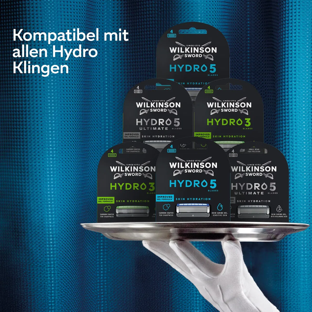 Wilkinson Sword Hydro 5 Herrenrasierer, Vorteilspack, Haut-Hydratation, karbonbeschichtete Klingen, Rasierergriff plus 13 Ersatzklingen