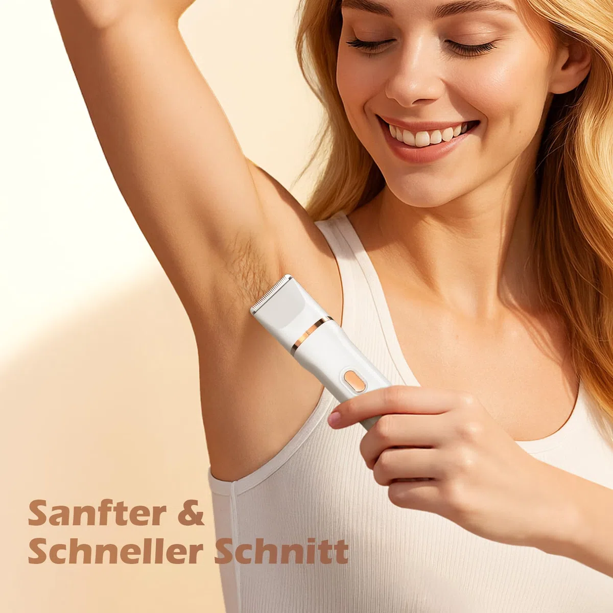 Kotopa Intimrasierer für Frauen, Elektrischer Rasierer Damen mit 3 Aufsätzen, kabelloser und wiederaufladbarer Trimmer Damen für Intimbereich, Gesicht und Beine, Hautschonend & sanft (Weiß)