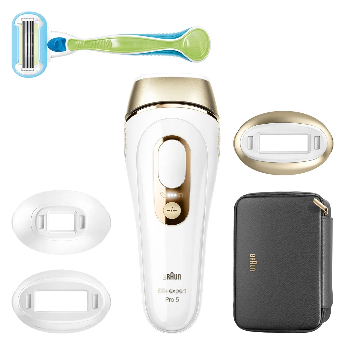 Braun IPL Silk-Expert Pro 5 PL5242 Haarentfernung für Zuhause, Weiß/Gold, mit Venus-Rasiersystem, 3 Köpfe