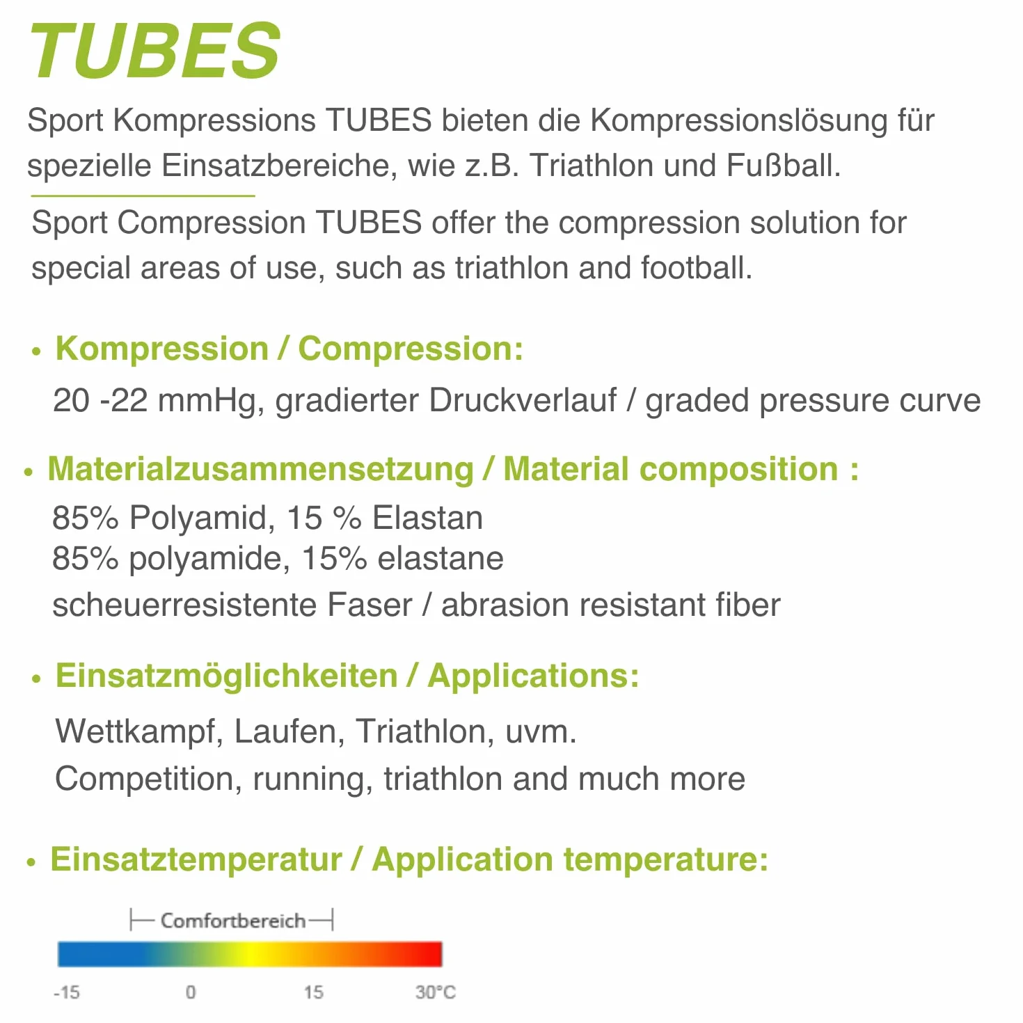 SPORT KOMPRESSIONS-TUBES under pressure mittlere bis starke Kompression High Performance Lauf-Tubes