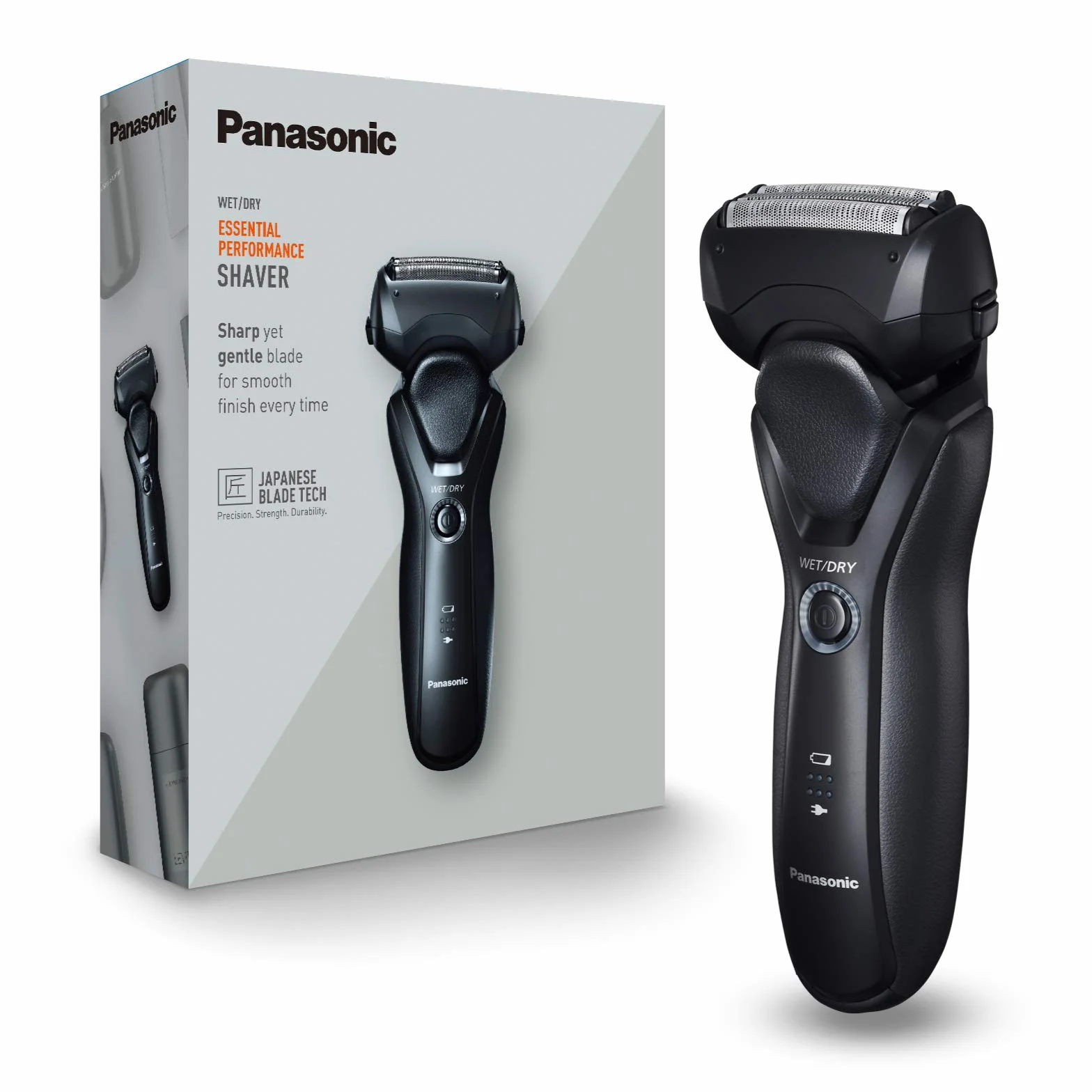 Panasonic Series 500 ES-RT37 Wet und Dry Herrenrasierer mit 3 Klingen für schnellen und präzisen Schnitt, Schwarz