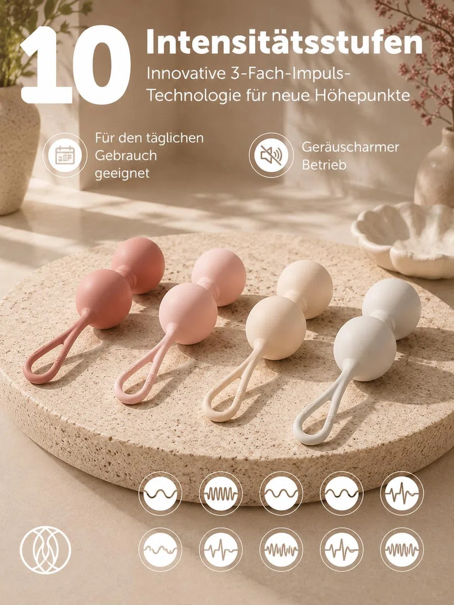 INTIMA Beckenbodentrainer für Frau mit Vibration | 4-teiliges Set mit Fernbedienung | Liebeskugeln | Kegel Balls | Stärkung der Beckenbodenmuskulatur bei Blasenschwäche & Inkontinenz