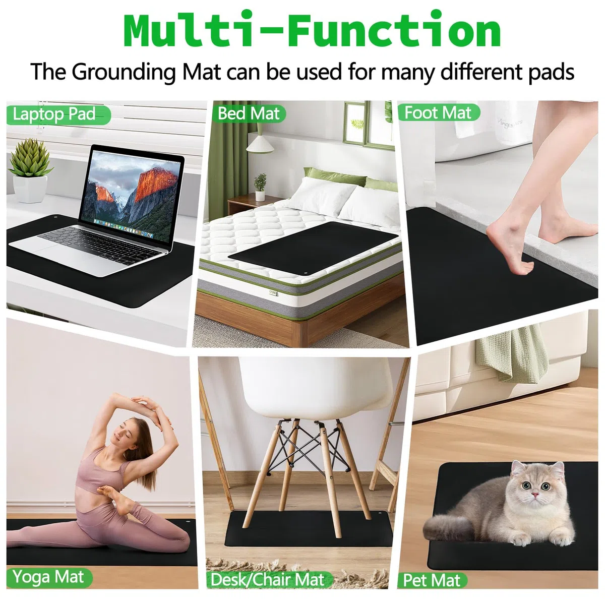 Erdungsmatte mit EU Kabel, Grounding Mat for Earthing, Erdungsmatten-Set für Besseren Schlaf, Grounding Pad (35 * 76cm)
