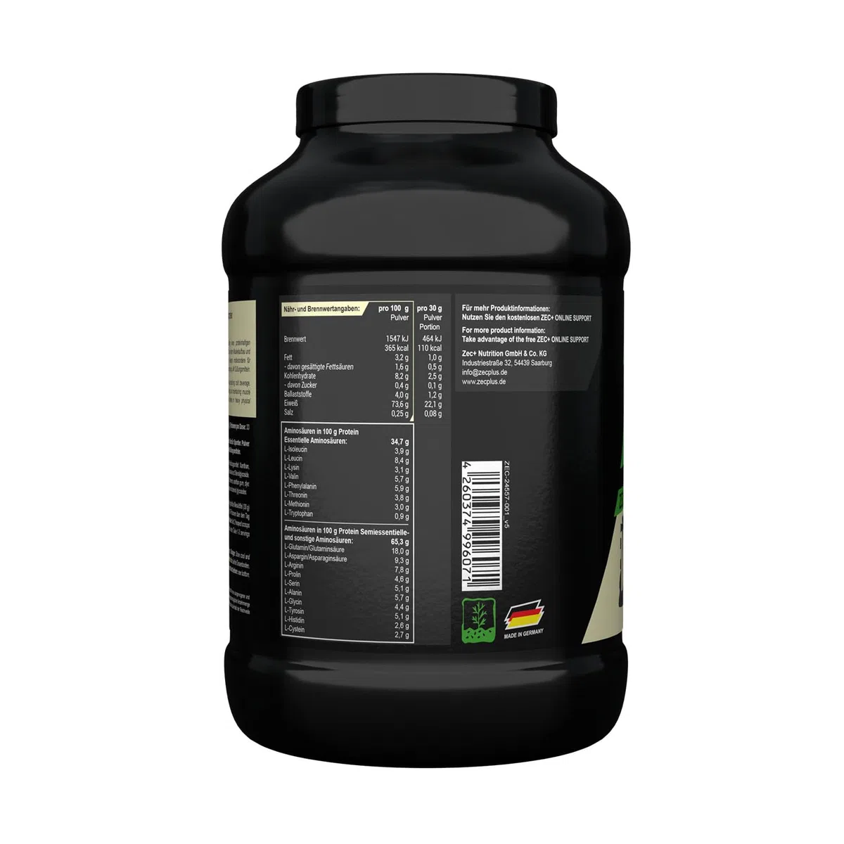 Zec+ Nutrition Reisprotein Eiweißpulver – 1000 g, Geschmack Vanille │ veganes Proteinpulver für rein pflanzliche Proteinversorgung