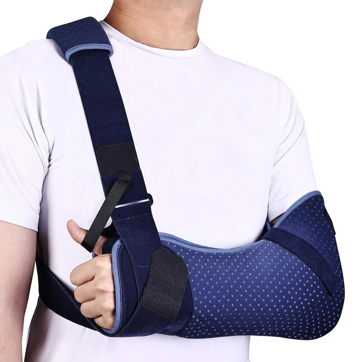 Armschlinge Schulter, Schulterstütze mit Taillengurt für Männer und Frauen, Arm Schlinge für Rotatorenmanschettenriss, Hand, Handgelenk, Ellenbogen nach der Operation(Links,M,73-104CM)