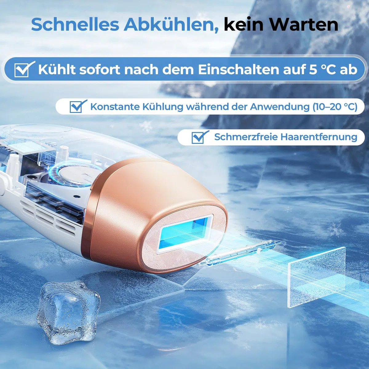 IPL Haarentfernungsgerät mit Eiskühlsystem, 21J, 9 Energiestufen, 999.900 Blitze für Frauen