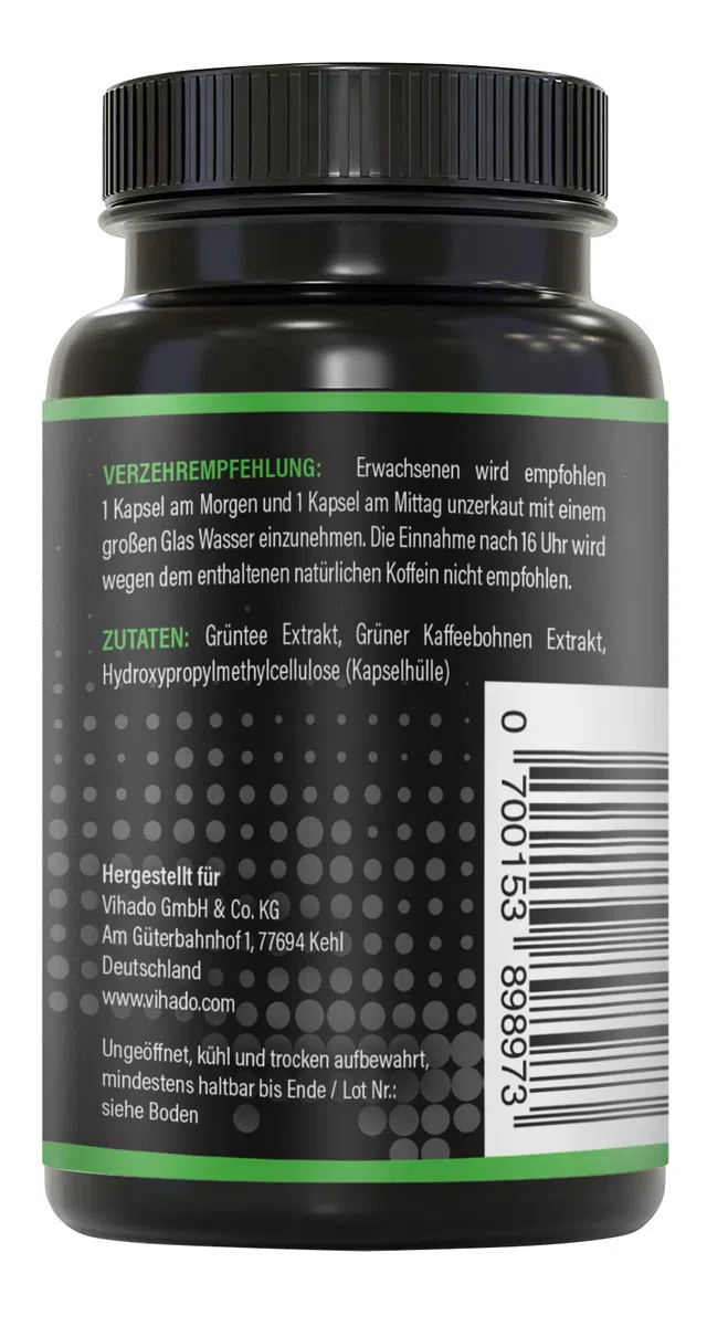 BRNR GREEN BRNR - Grüntee Extrakt hochdosiert 120 Kapseln mit extra viel EGCG + Polyphenole, Green Tea Kapseln, Grüner Kaffee Extrakt, 120 Kapseln