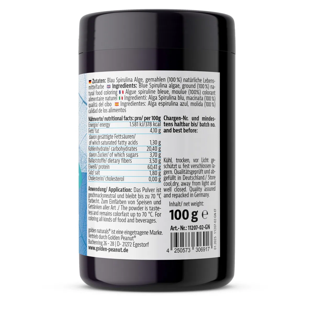 Golden Naturals Blue Spirulina 100 g, rein ohne Zusätze, blaue Mikroalge mit Phycocyanin, natürliche Lebensmittelfarbe