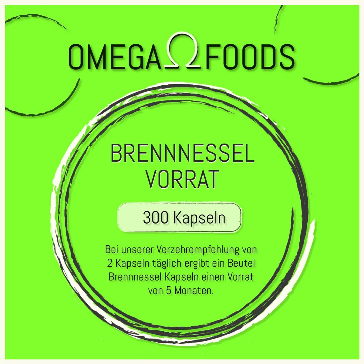 Brennnessel Kapseln - Insgesamt 300 Kapseln - Hochdosierte 900mg je Tagesdosierung - 100% Vegane Brennessel Kapseln - Jede Kapsel mit 450mg Brennessel