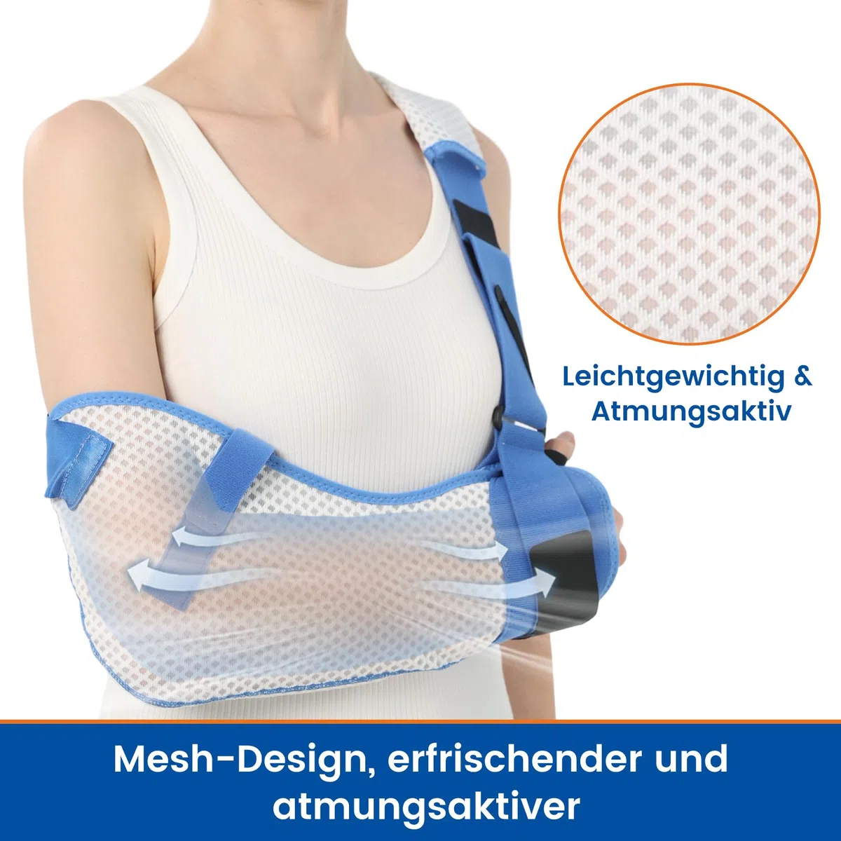 Armschlinge für Schulterverletzungen mit Taillengurt, Wegfahrsperre Klammer Unterstützung für Schlafen, Rotatorenmanschette Chirurgie (Atmungsaktive Version, Rechter Arm, S, 63-78CM)
