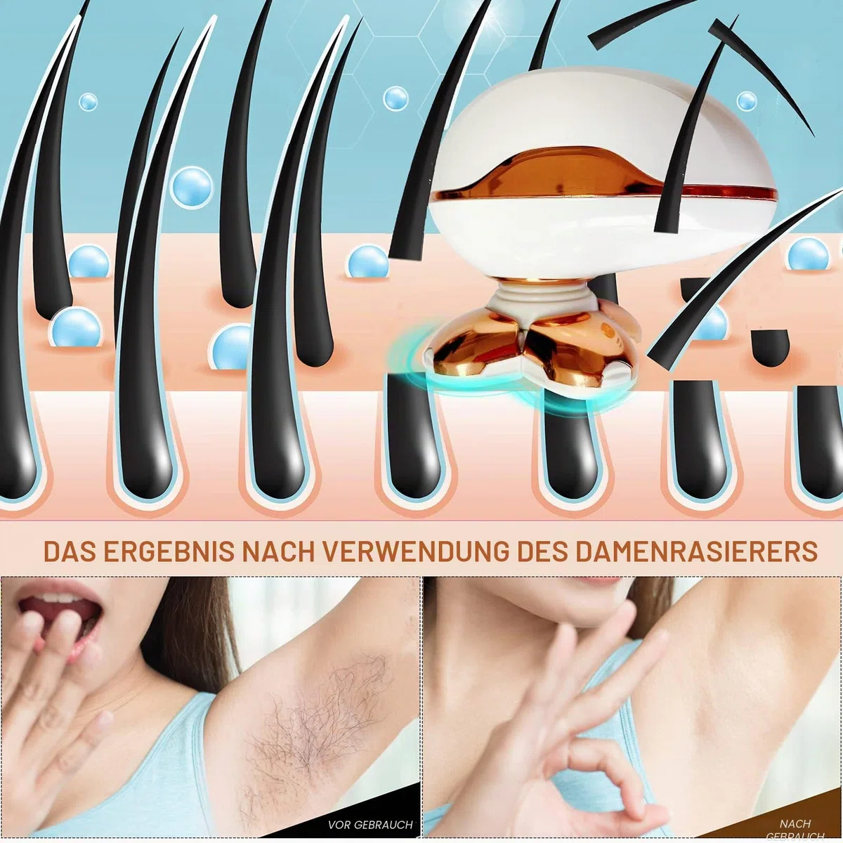 2021 Neu Elektrischer Rasierer Damen, Intimrasierer für Frauen schmerzlos, Damenrasierer Elektrisch Wasserdichter, haartrimmer damen für Gesicht Armen Beinen Intimbereich USB Wiederaufladbar