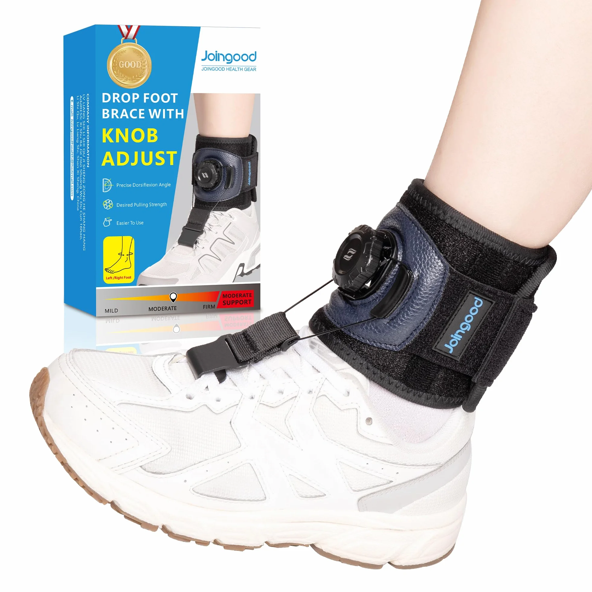 Fußheberorthese zum Gehen mit Drehknopf,Fußschiene mit Schuhen für Fallfuß,Einstellbare Fußbandagen für Achillessehne,Schlaganfall,Dorsalflexion des Fußes,Fußorthese für Links & Rechts(S/M)