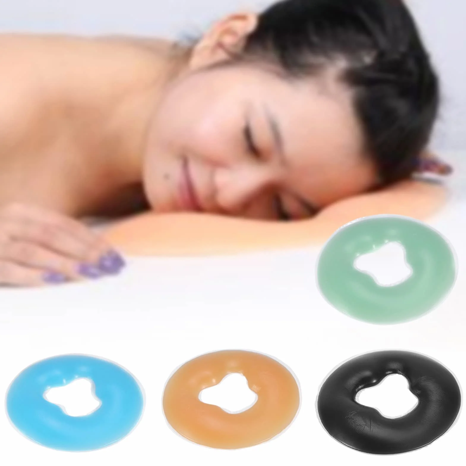 Silikon Kissen Spa, 4 Farben Silikon Gesichtskissen, für Massagetisch Gel Gesichtskissen, Spa-Massagegerät Schönheit Hautpflege Weiches Gesicht Entspannung Wiegenkissen Massagekissen(Himmelblau)