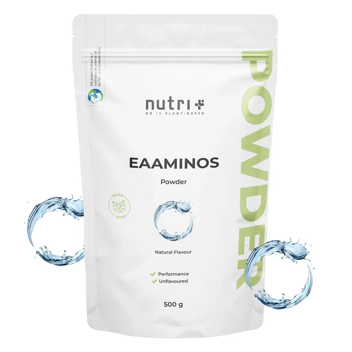 Nutri + EAA Pulver Neutral 500 g hochdosiert + vegan - 9 essentielle Aminosäuren - Instant Natural ohne Süßstoff, Zusatzstoff & künstlichen Geschmack