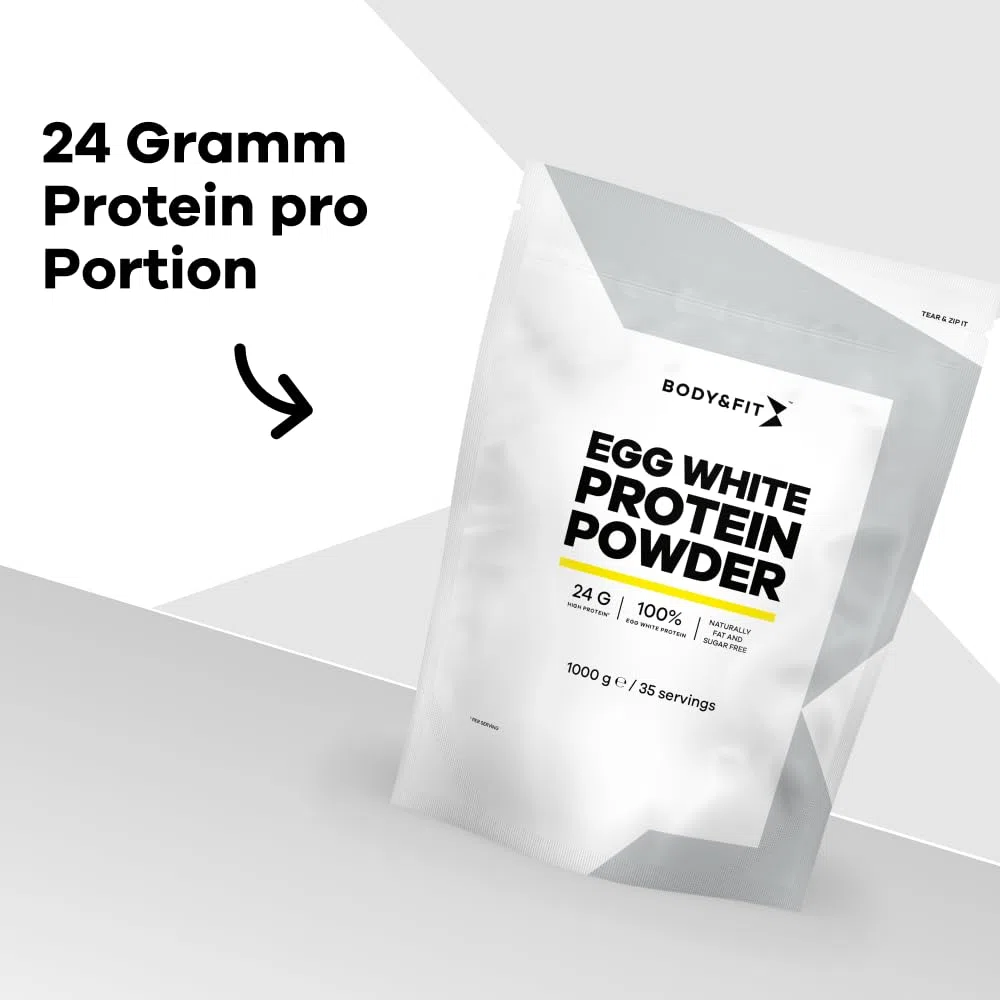 Body & Fit Egg White Protein Powder, Eiklar Pulver Natur zum Kochen und Backen, Getrocknetes Hühnereiweiß, 1000 gramm
