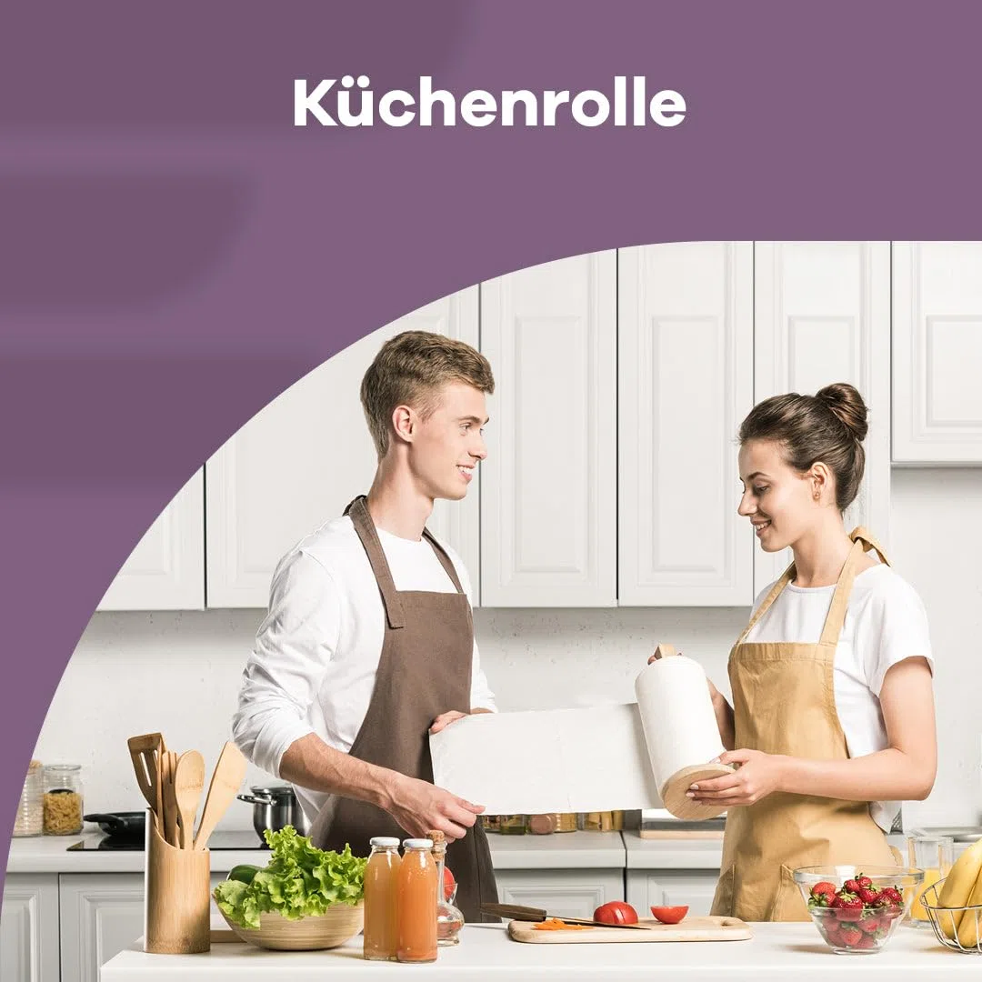 Inoverse 3-lagig Küchenrollen, 4 Rollen (8er Pack) – 50 Blätter pro Rolle, Küchenpapier aus 100% Zellstoff, Extra Saugfähig & Reißfest, Haushaltsrollen