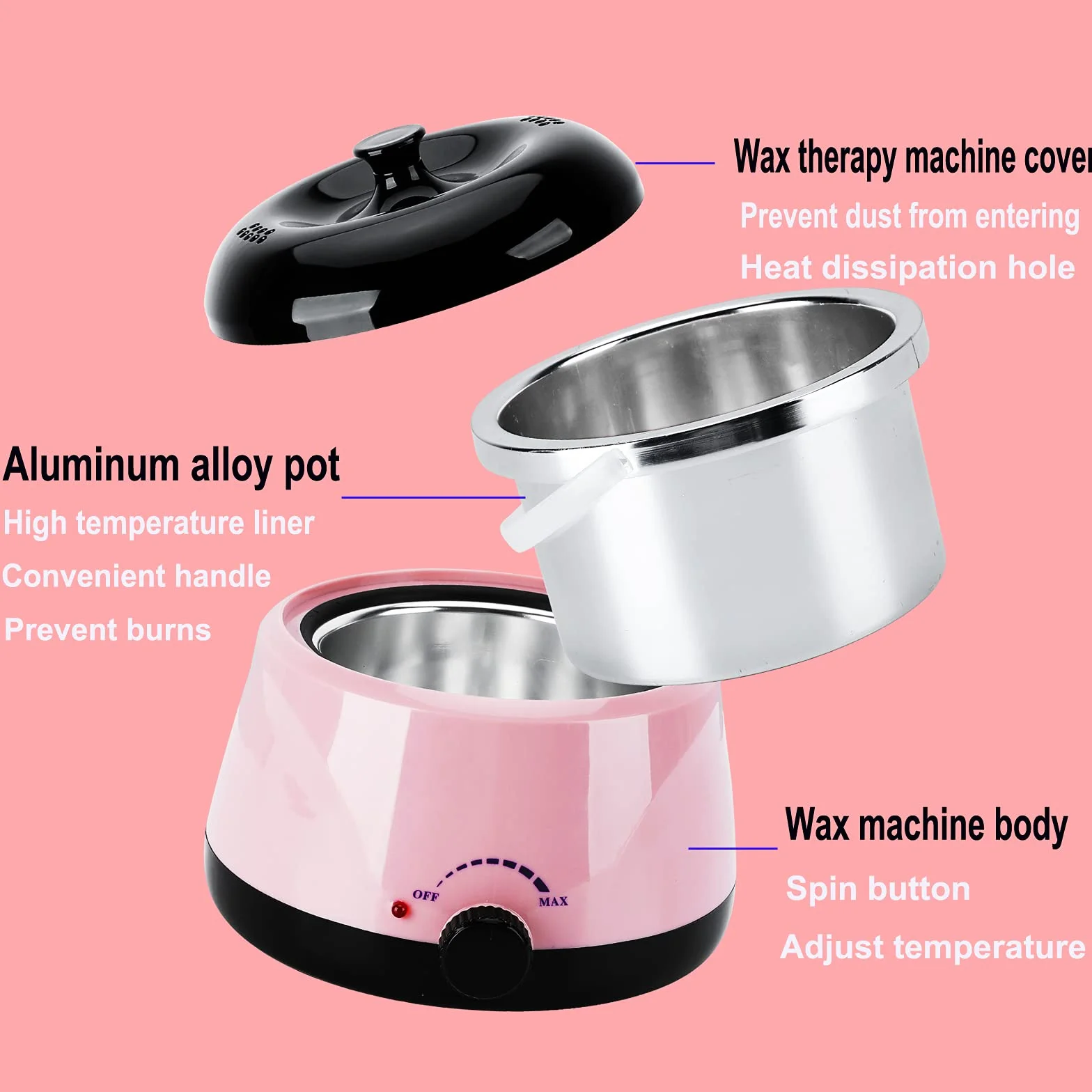 Wachswärmer Wachs Haarentfernung - Wax Maschine Wax Heater Wax Warmer Waxing Set Heisswachs Wachsgerät Wachs Kit mit 4x100g Wacshbohnen, 20 Holzspateln Kann für Körper, Beine,Bikini, Männer und Frauen