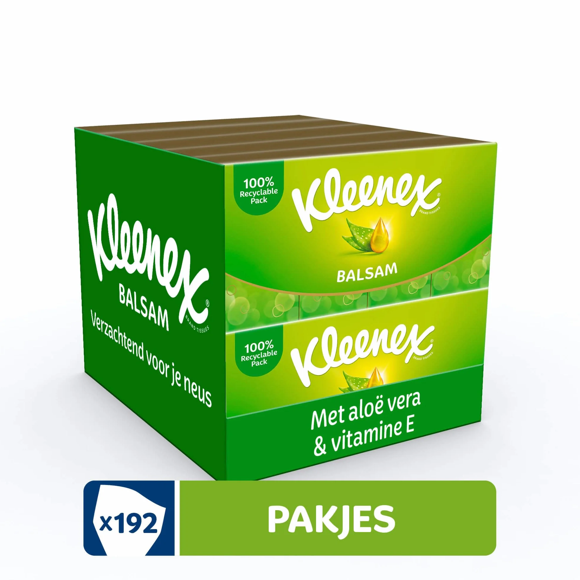 Kleenex Balsam Taschentücher, 4-lagig, Ideal bei Erkältungen und Allergien, 16 x 12 Packungen à 9 Tücher, Vorratspackung