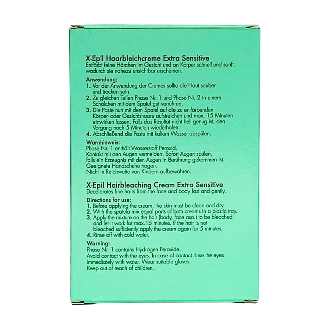 X-Epil Haarbleichcreme Extra Sensitive 2x 40 ml I Für sensible und empflindliche Haut an Gesicht und Körper I Bleichcreme I Haaraufhellung I Sanft, gründlich, schnell I Spar-Set plus give-away 1er Set