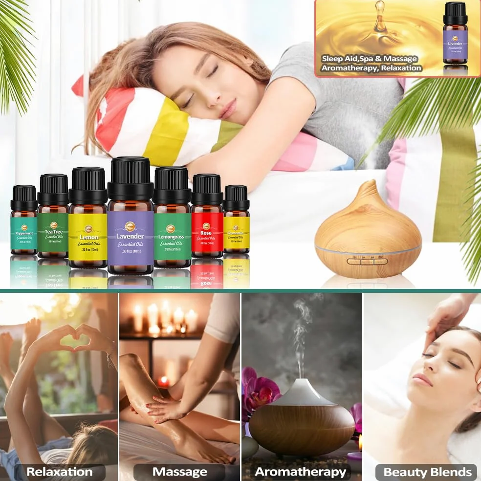 Ätherische Öle Set 18 x 10 ml, Teebaum, Lavendel, Eukalyptus, Weihrauch, Zitronengras, Rosmarin, Orange, Minze, Zitrone, Bergamotte, Ylang-Ylang, Grapefruit,Kamille, Rose, Vanille, Patchouli