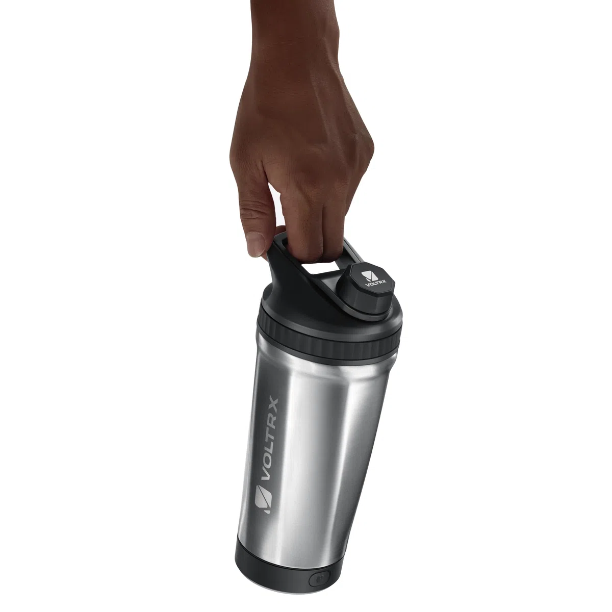 VOLTRX ChillMix Shaker Isoliertem Edelstahl - USB-C Aufladbarer Elektrischer Proteinshake-Mixer, Shaker für Proteinshakes und Mahlzeitenersatz, Chromstahl, 16 oz
