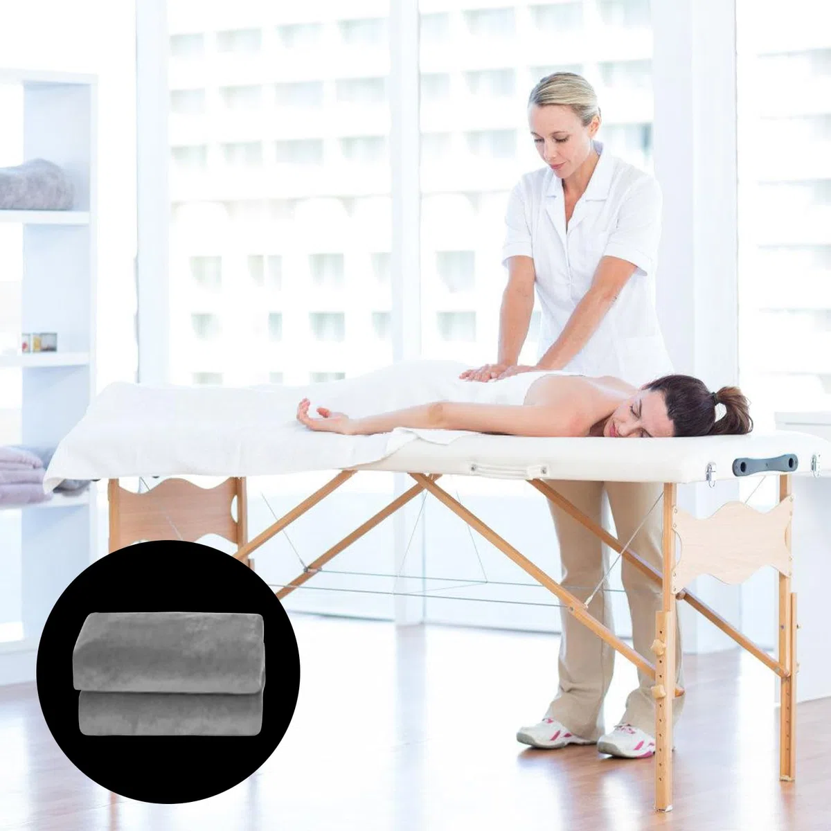 2 Stück Bezug für Massageliege: 80 x 190cm Spannbezug für Massageliege Ölresistent, Waschbare Beauty Bettbezug mit Loch, Elastisches Massagetische Bezug für Kosmetik-Tische, Spa, Therapie-Bänke(Grau)