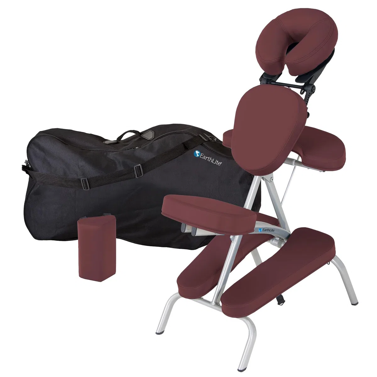 EARTHLITE Vortex Tragbarer Massagestuhl Klappbar Kompakt Stabil Leicht 6,8kg inkl. Transporttasche Brustbeinkissen