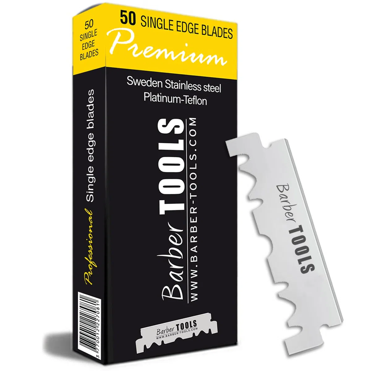 Bart-Rasier-Set für Männer/Bart-Rasiermesser - mit 50 Einzelklingen + Führungskamm + 80-ml-klarem Rasiergel + 30-ml-Aftershave + Alunstift + großer Beutel - SCHWARZ - BARBER TOOLS