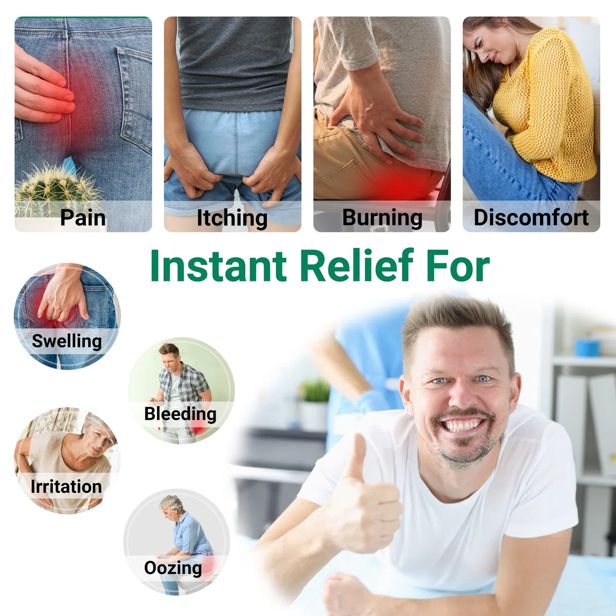 Hämorrhoiden-Creme zur Behandlung von Schmerzen, Juckreiz, Brennen, Schwellung, Rissen und Blutungen – Starke Wirkung bei inneren und äußeren Hämorrhoiden (2-Pack)