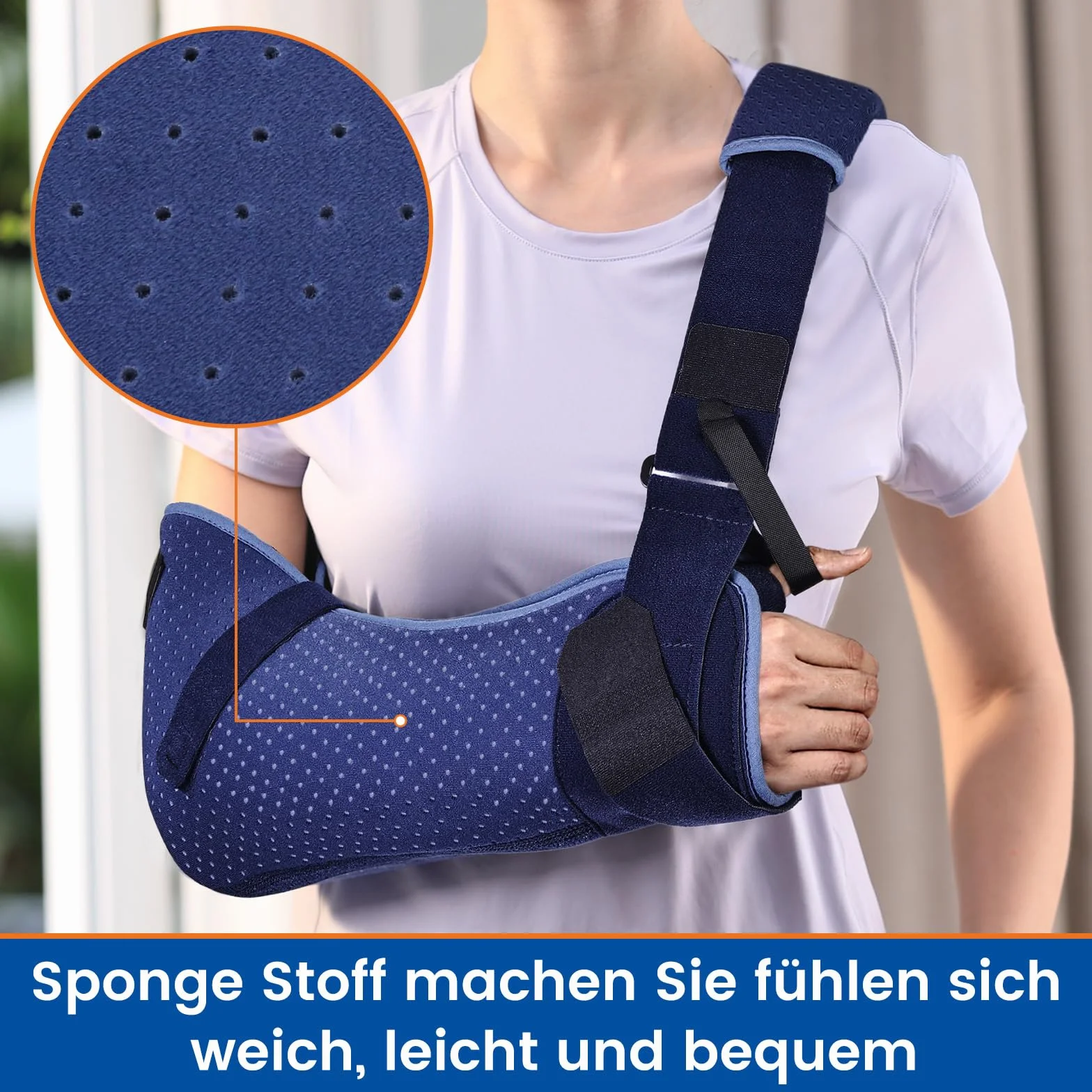 Armschlinge Schulter, Schulterstütze mit Taillengurt für Männer und Frauen, Arm Schlinge für Rotatorenmanschettenriss, Hand, Handgelenk, Ellenbogen nach der Operation(Links,M,73-104CM)