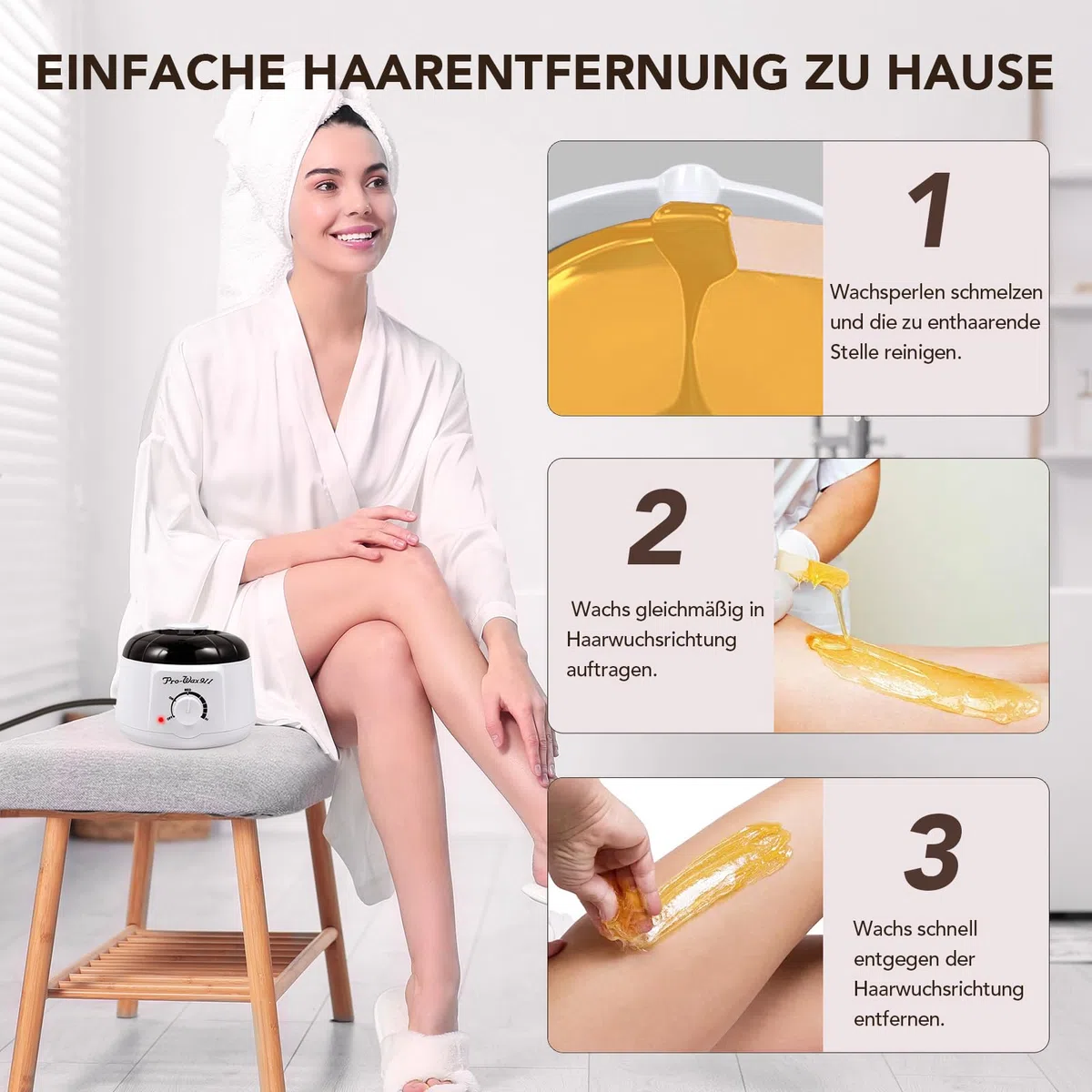 Waxing set, Professionell Wachswärmer Wachs Haarentfernung mit 500g Wax Warmer mit Wachsperlen, Waxing Maschine Set, Wax Maschine für Wachs Haarentfernung Perlen