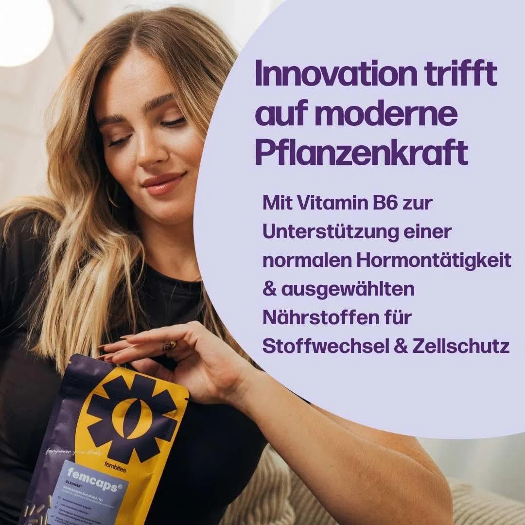 fembites femcaps Cleanse - Hochdosiertes Supplement für Hormonelle Balance - Mit Biotin, Zink, Vitamin C & Selen - Vegan & Laborgeprüft - 120 Kapseln